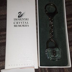 Swarovski Signed Crystal Memories Lock Keyring Key